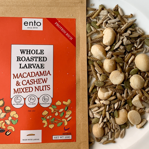ento Whole Roasted Larvae, Macadamia & Cashew Mixed Nuts 100g